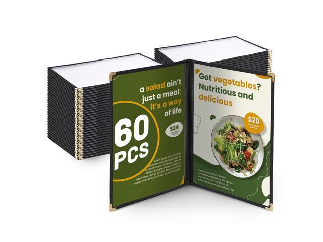 WeChef 60 Pack Restaurant Menu Covers 8.5 x 14inch Book Style 2 Pages 4 Views