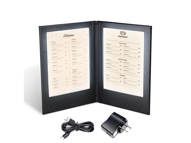 WeChef LED Back Lit Light Menu Holder Cover Folding Double Panel Fits 5.5''x7.1'' Paper for Hotel Club