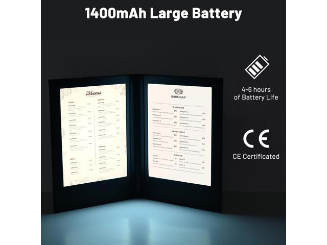 WeChef LED Back Lit Light Menu Holder Cover Folding Double Panel Fits 5.5''x7.1'' Paper for Hotel Club