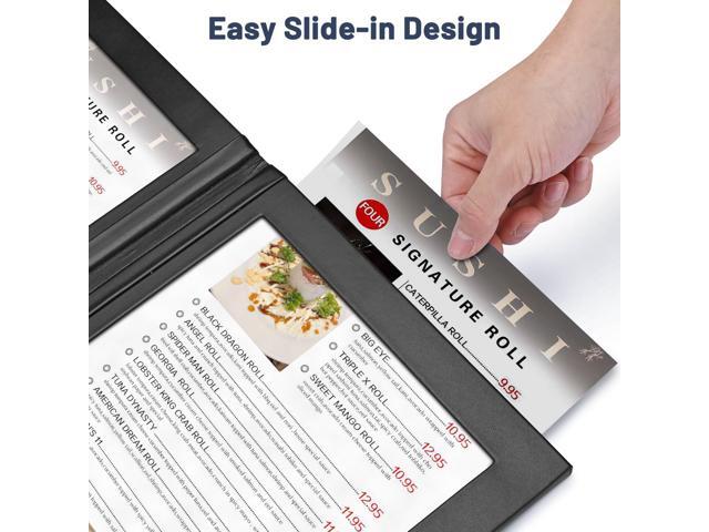 WeChef LED Back Lit Light Menu Holder Cover Folding Double Panel Fits 5.5''x7.1'' Paper for Hotel Club