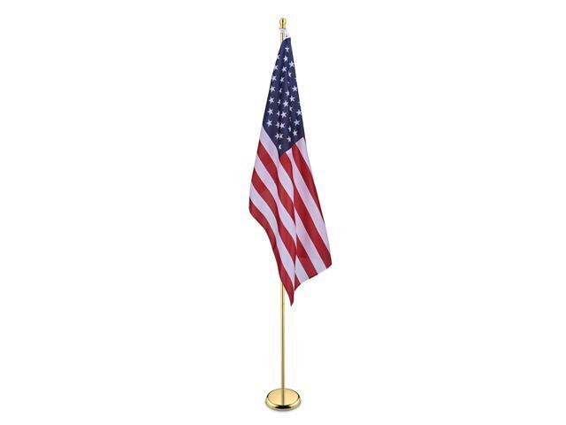 Yescom 8 Ft Sectional Indoor Flag Pole Kit Gold Finial Base Aluminum 3x5 Ft US Flag