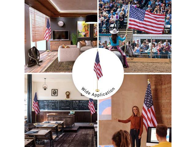 Yescom 8 Ft Sectional Indoor Flag Pole Kit Gold Finial Base Aluminum 3x5 Ft US Flag