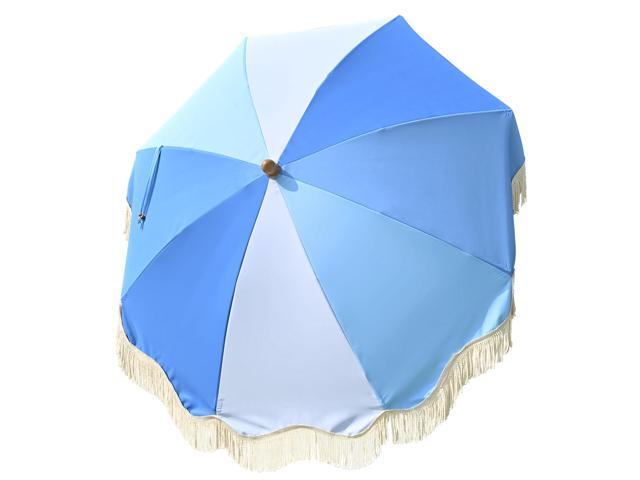 LAGarden 6 Ft Fringe Umbrella Replacement Canopy Top Cover Outdoor Patio Blue