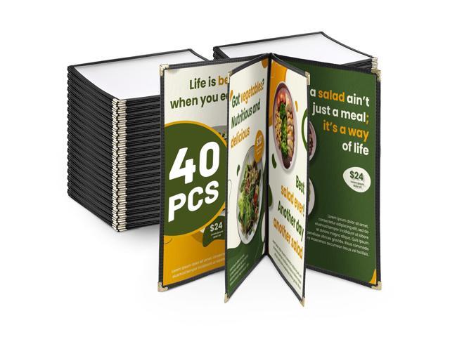 WeChef 40 Pack Restaurant Menu Covers 8.5 x 14inch Book Style 4 Pages 8 Views
