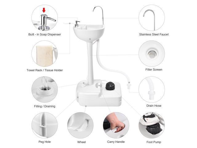 Yescom 17L Portable Sink Hand Wash Station with Pump 24L Water Tank Hand Washing Outdoor Camping