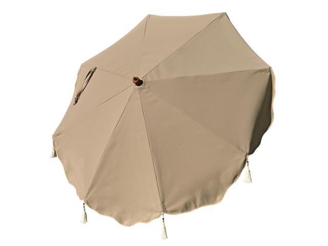 LAGarden 7 Ft Fringe Umbrella Replacement Canopy Top Cover Boho Outdoor UPF50+,Khaki with Fringe,BH7W-10