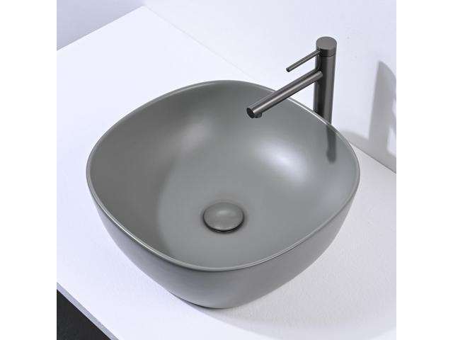 Aquaterior Bathroom Countertop Ceramic Vessel Sink Single Handle Tall Faucet Kit