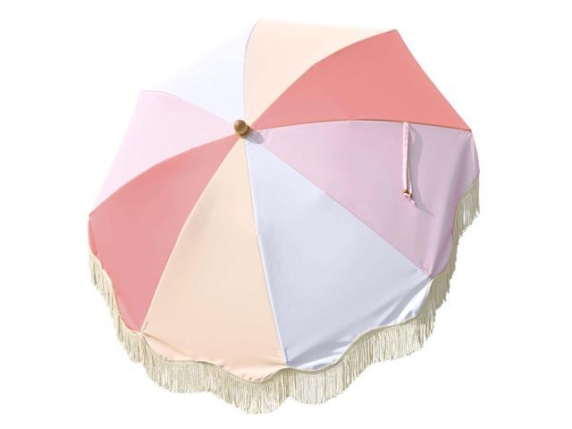 LAGarden 6 Ft Fringe Umbrella Replacement Canopy Top Cover Outdoor Patio Pink