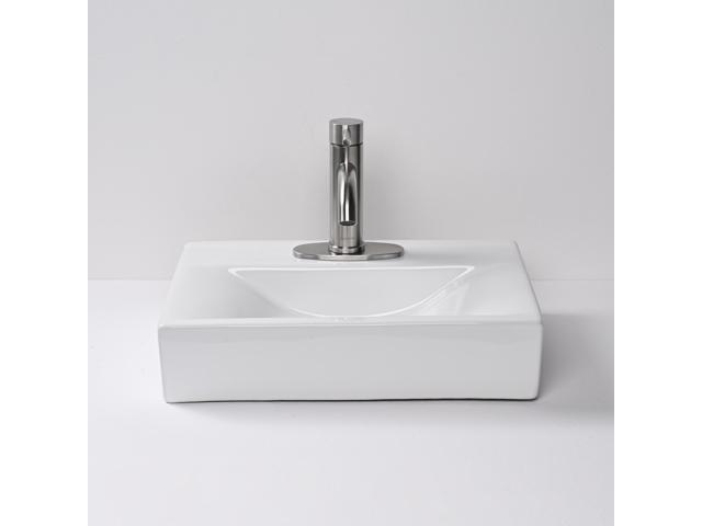 Aquaterior Rectangle Bathroom Ceramic Vessel Sink Kit Single-hole Faucet Drain