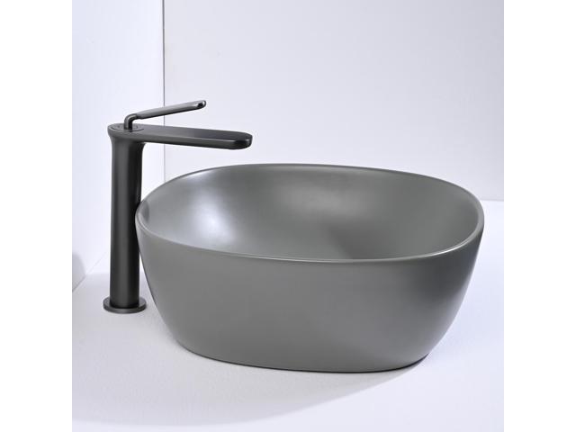 Aquaterior Bathroom Above Counter Ceramic Vessel Sink Single Handle Faucet Kit