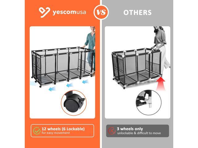 Yescom Metal Frame Extra Large 12 Wheels Rolling Mesh Pool Storage Bin 65'x 30'x 33' Pool Toy Floats Storage Organizer for Public Pools, Poolside...