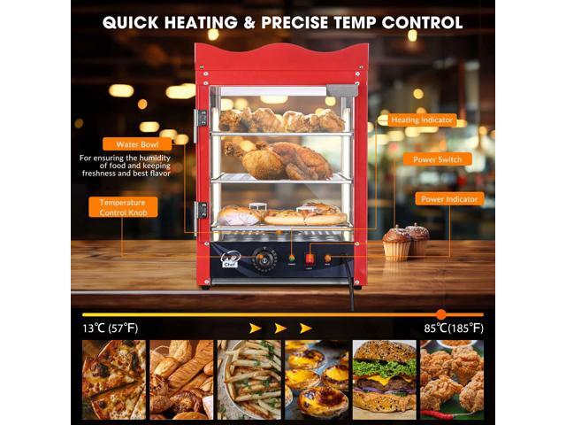 WeChef 3 Tier Commercial Food Warmer Display Case Countertop Pizza Top Rack 600W