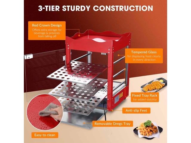WeChef 3 Tier Commercial Food Warmer Display Case Countertop Pizza Top Rack 600W