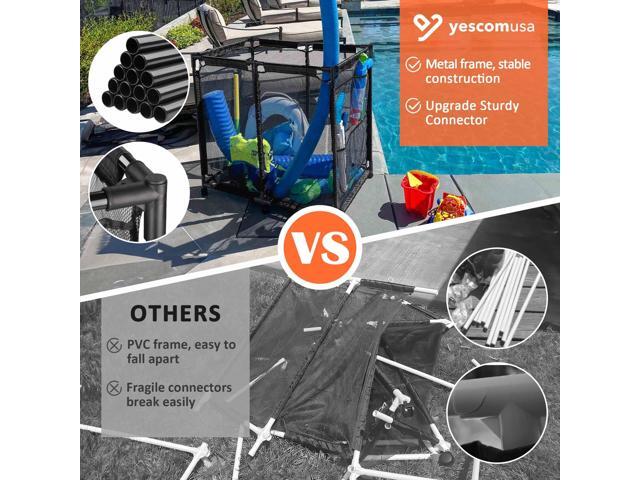 Yescom Metal Frame 6 Wheels Large Mesh Pool Storage Bin Netting Organizer, 37'x24'x35' Rolling Storage Cart, Upgrade Sturdy Connector, Extra Large...