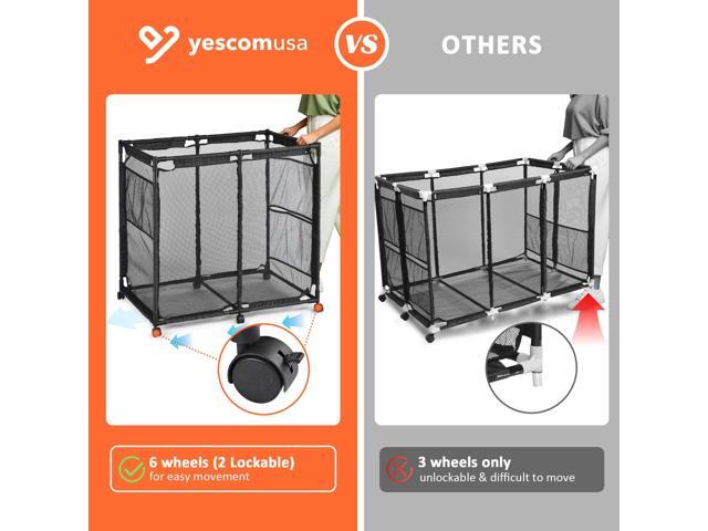 Yescom Metal Frame 6 Wheels Large Mesh Pool Storage Bin Netting Organizer, 37'x24'x35' Rolling Storage Cart, Upgrade Sturdy Connector, Extra Large...