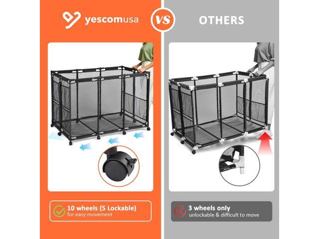 Yescom Metal Frame 10 Wheels Rolling Mesh Pool Storage Bin XX-Large Pool Floats Storage Organizer for Pool Toys Balls Pool Noodles, Upgrade Sturdy...