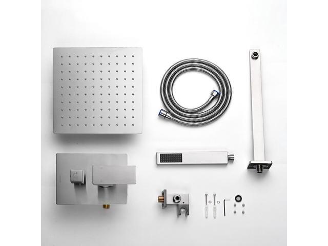 Aquaterior Shower Faucet Set Wall Mount Concealed Mixer Valve Rain Shower Head