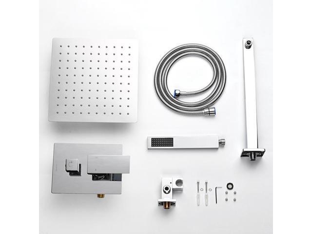 Aquaterior Shower Faucet Set Wall Mount Concealed Mixer Valve Rain Shower Chrome
