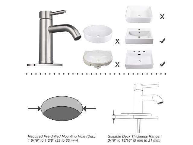 Aquaterior Single Handle Bathroom Vessel Faucet Basin Tap with Pop-up Drain