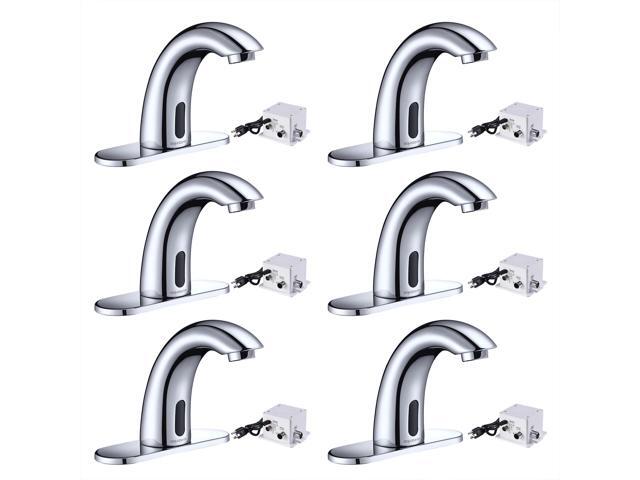Aquaterior 5' Touchless Bathroom Sink Faucet with Cover Plate Chrome 6 Pack