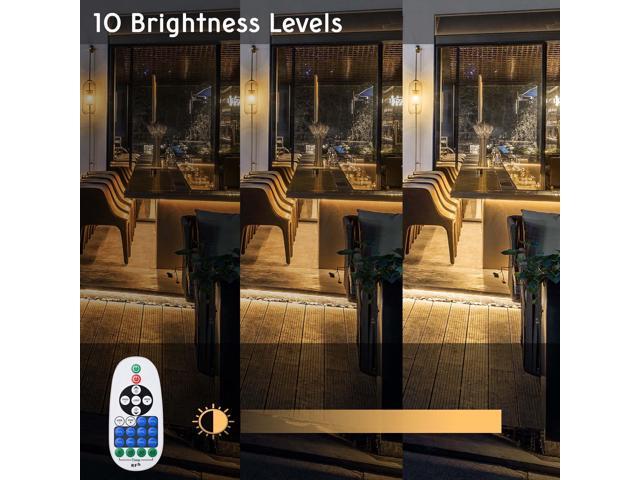 DELight 50FT Warm White Neon Rope Lights with Remote Control AC 110V IP65 Waterproof Cuttable Dimmable Flexible DIY DEL-D50W