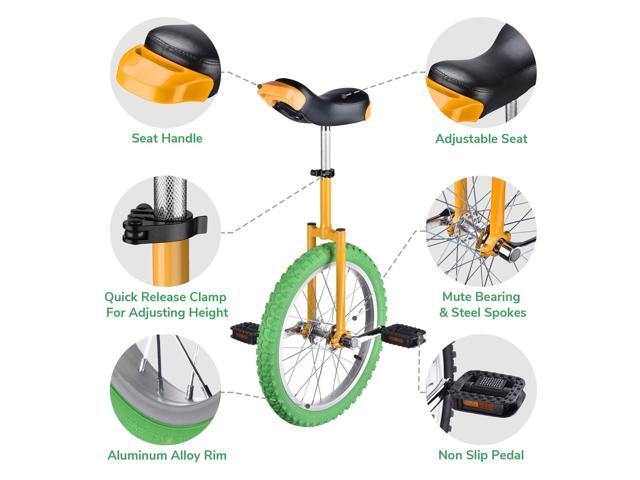 Yescom 18 In Wheel Outdoor Unicycle Skid-proof Tire Fitness Bicycle Balance Training for Adults Teenagers Kids, Yellow & Green
