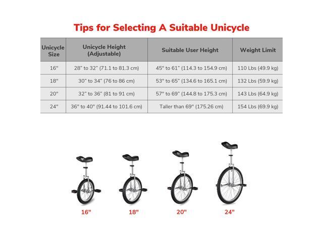 Yescom 18 In Wheel Outdoor Unicycle Skid-proof Tire Fitness Bicycle Balance Training for Adults Teenagers Kids, Red