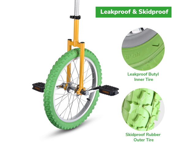 Yescom 18 In Wheel Outdoor Unicycle Skid-proof Tire Fitness Bicycle Balance Training for Adults Teenagers Kids, Yellow & Green