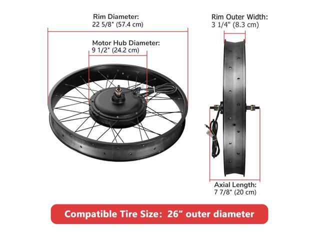 Yescom 26'x4' Fat Tire 48V Ebike Electric Front Wheel Bicycle Conversion Kit LCD 1500W Dual Controller