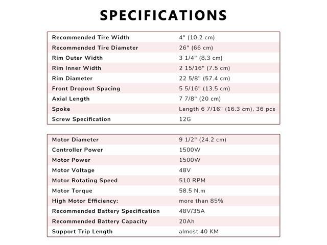 Yescom 26'x4' Fat Tire 48V Ebike Electric Front Wheel Bicycle Conversion Kit LCD 1500W Dual Controller