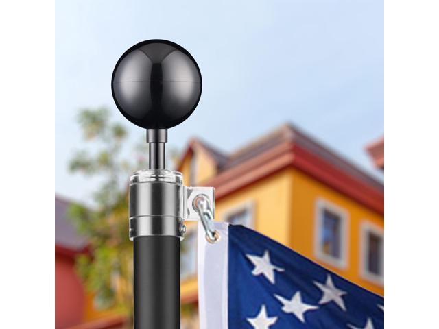 Yescom 3' Flagpole 2 Pack Black Ball Top Finial Ornament for 20 25 30 Ft Flag Pole Outdoor