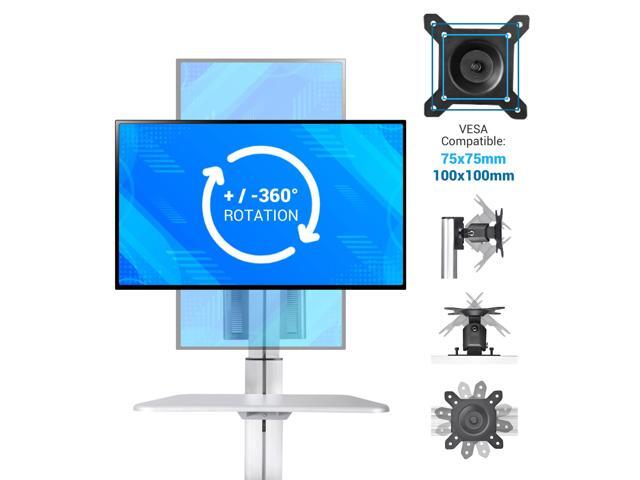 PC Rolling Mobile cart Desktop Workstation Sit/stand up w/ Monitor Holder & Printer Deck
