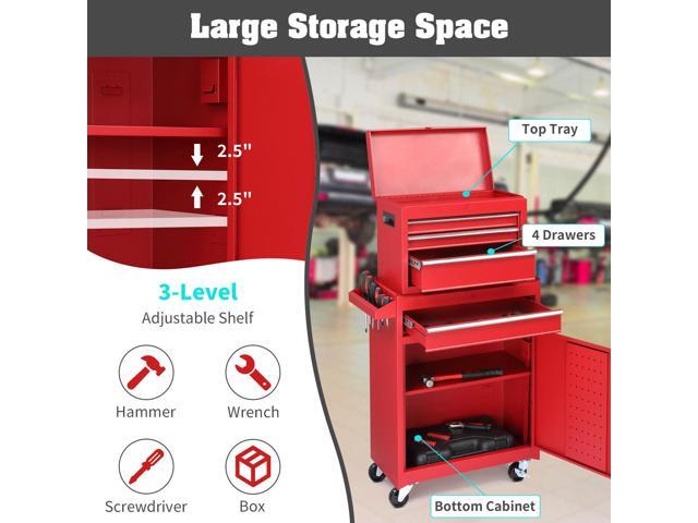 Yescom 2-in-1 Rolling Tool Cart on Wheels Trolley Organizer Storage Box Workshop Garage Warehouse Repair Shop