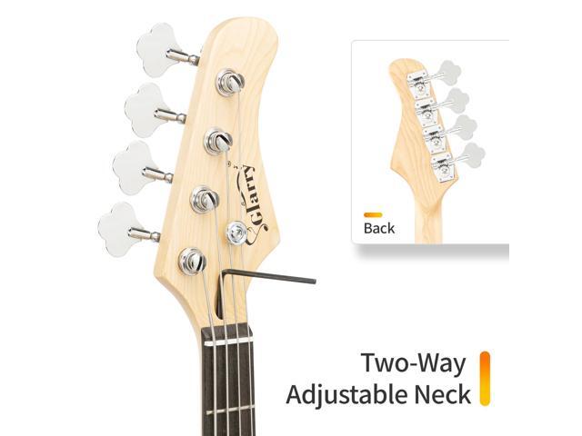 Electric Bass Guitar Full Size Standard Beginner Kit 4 String Cable Strap Carry Bag Blue