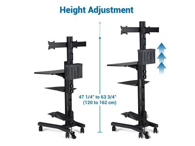 Desktop PC Mobile Cart for 2 Dual Monitor Printer Deck Computer Desk Workstation