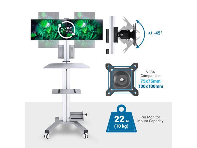 Yescom Desktop PC Mobile Cart for Dual Monitor Wheel Printer Computer Desk Workstation