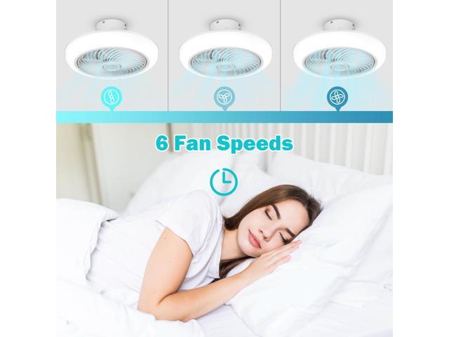 DELight 18' Enclosed Ceiling Fan Low Profile Dimmable LED Light APP & Remote Control Lamp Smart timing Home Kitchen