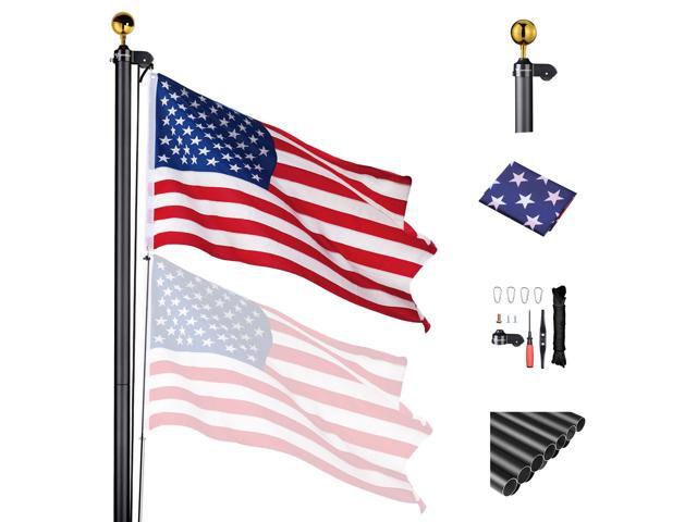 Yescom Bravery 25ft 13 Gauge Sectional Flag Pole Kit Aluminum for Outside House Inground Yard Garden Residential