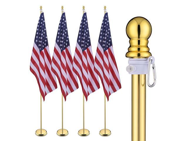 Yescom 4 Pack 8 Ft Aluminum Indoor Flagpole Kit Gold Ball 3x5 Ft US Flag Office