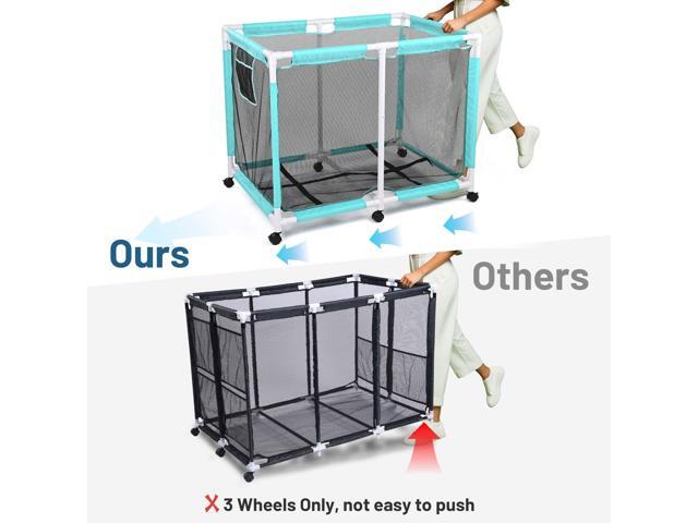 Yescom Mesh Pool Storage Bin Extra Large PVC Framed Waterproof 6 Wheels with Black Net Cover Replacement