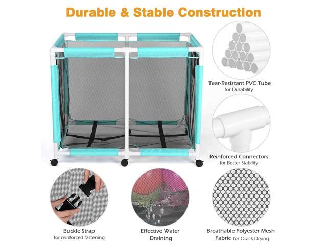 Yescom Mesh Pool Storage Bin Extra Large PVC Framed Waterproof 6 Wheels with Black Net Cover Replacement