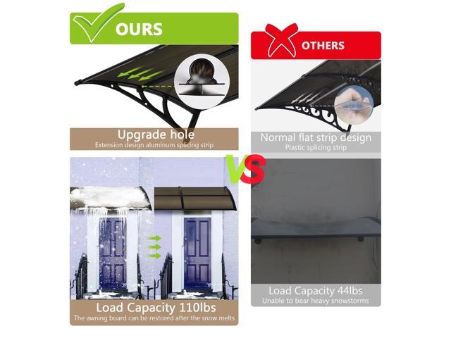 Yescom 30'x120' Window Awning Door Canopy Polycarbonate Anti-UV30+ Cover Outdoor Rain Snow Protection Patio Brown Board