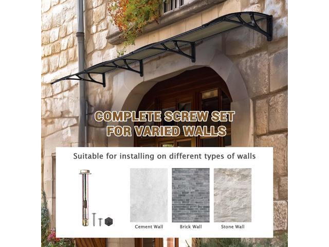 Yescom 30'x120' Window Awning Door Canopy Polycarbonate Anti-UV30+ Cover Outdoor Rain Snow Protection Patio Brown Board