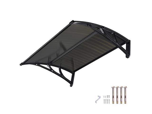 Yescom 39'X29' Window Awning Door Canopy Polycarbonate Anti-UV30+ Cover Outdoor Rain Snow Protection Patio Brown Board