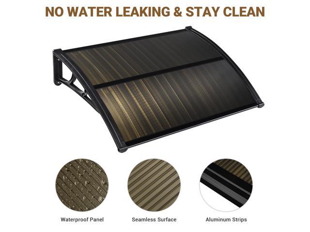 Yescom 39'X29' Window Awning Door Canopy Polycarbonate Anti-UV30+ Cover Outdoor Rain Snow Protection Patio Brown Board