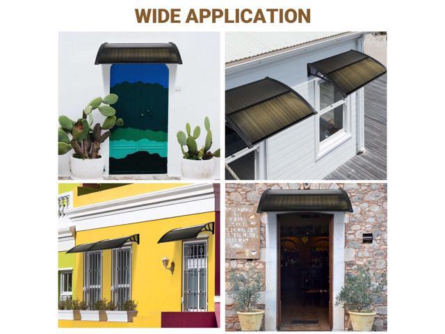 Yescom 2Pcs 39'X29' Window Awning Door Canopy Polycarbonate Anti-UV30+ Cover Outdoor Rain Snow Protection Patio Brown
