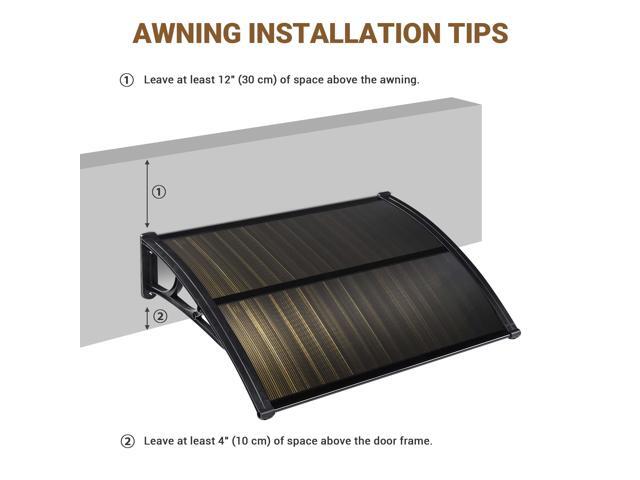 Yescom 2Pcs 39'X29' Window Awning Door Canopy Polycarbonate Anti-UV30+ Cover Outdoor Rain Snow Protection Patio Brown
