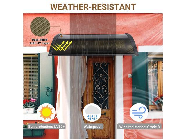 Yescom 39'X29' Window Awning Door Canopy Polycarbonate Anti-UV30+ Cover Outdoor Rain Snow Protection Patio Brown Board