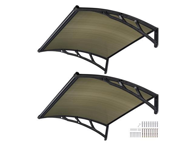 Yescom 2Pcs 40'X40' Window Patio Awning Door Canopy Polycarbonate Anti-UV50+ Cover Outdoor Rain Snow Protection Brown