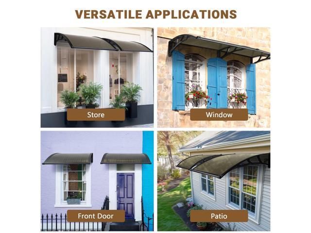 Yescom 2Pcs 40'X40' Window Patio Awning Door Canopy Polycarbonate Anti-UV50+ Cover Outdoor Rain Snow Protection Brown
